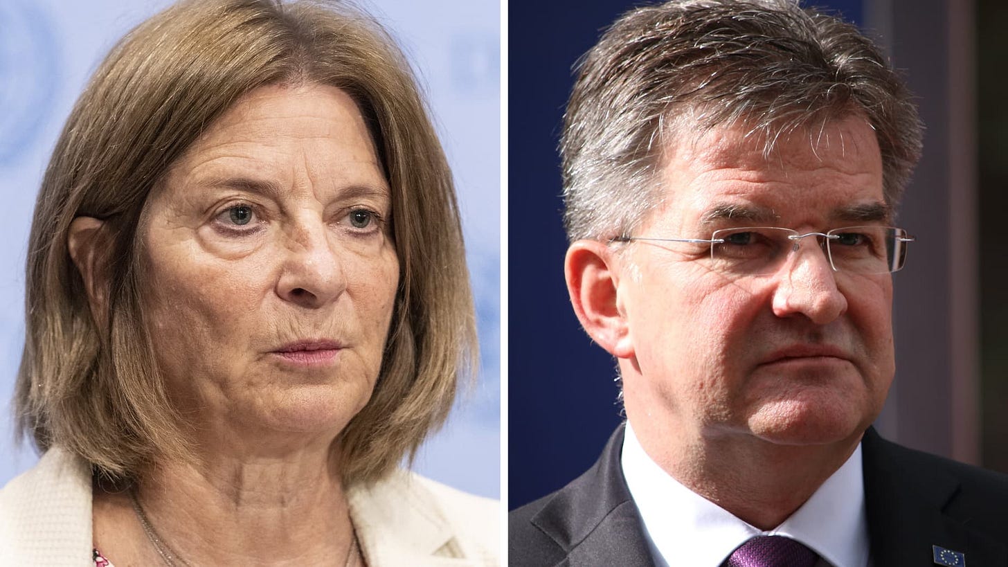 Mona Juul (L) Miroslav Lajčák (R)