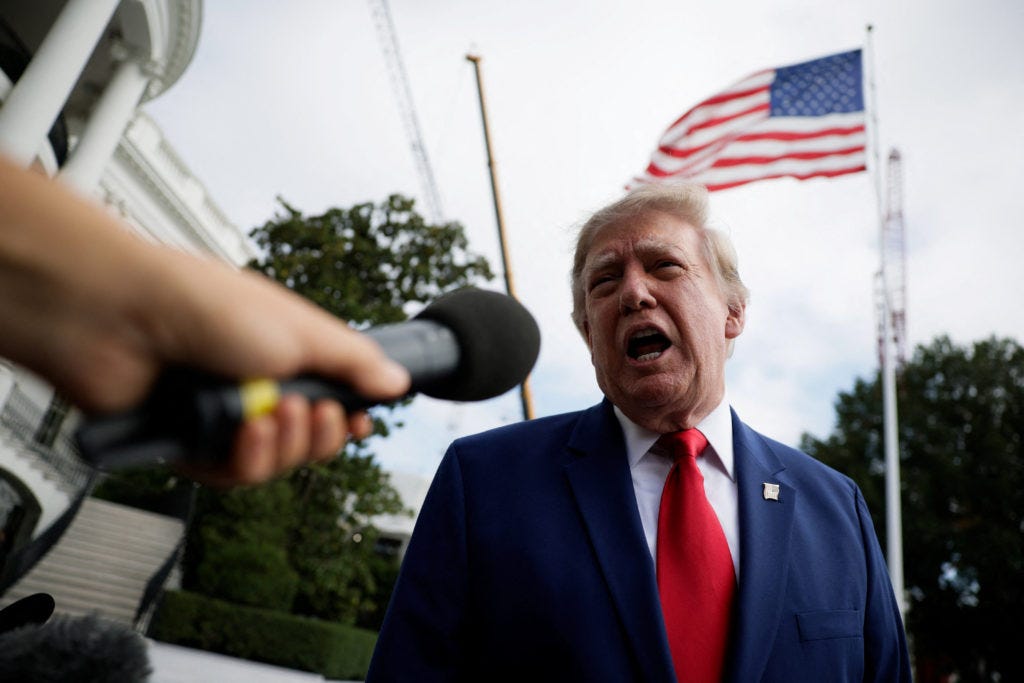 President Trump speaks to reporters at the White House, Oct. 16, 2026
