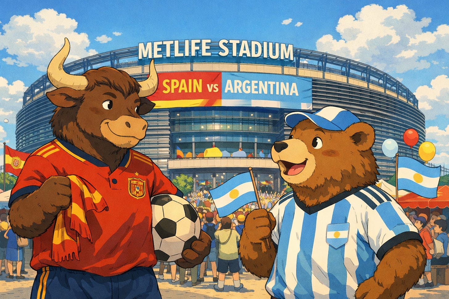 Ghibli bull and bear at stadium