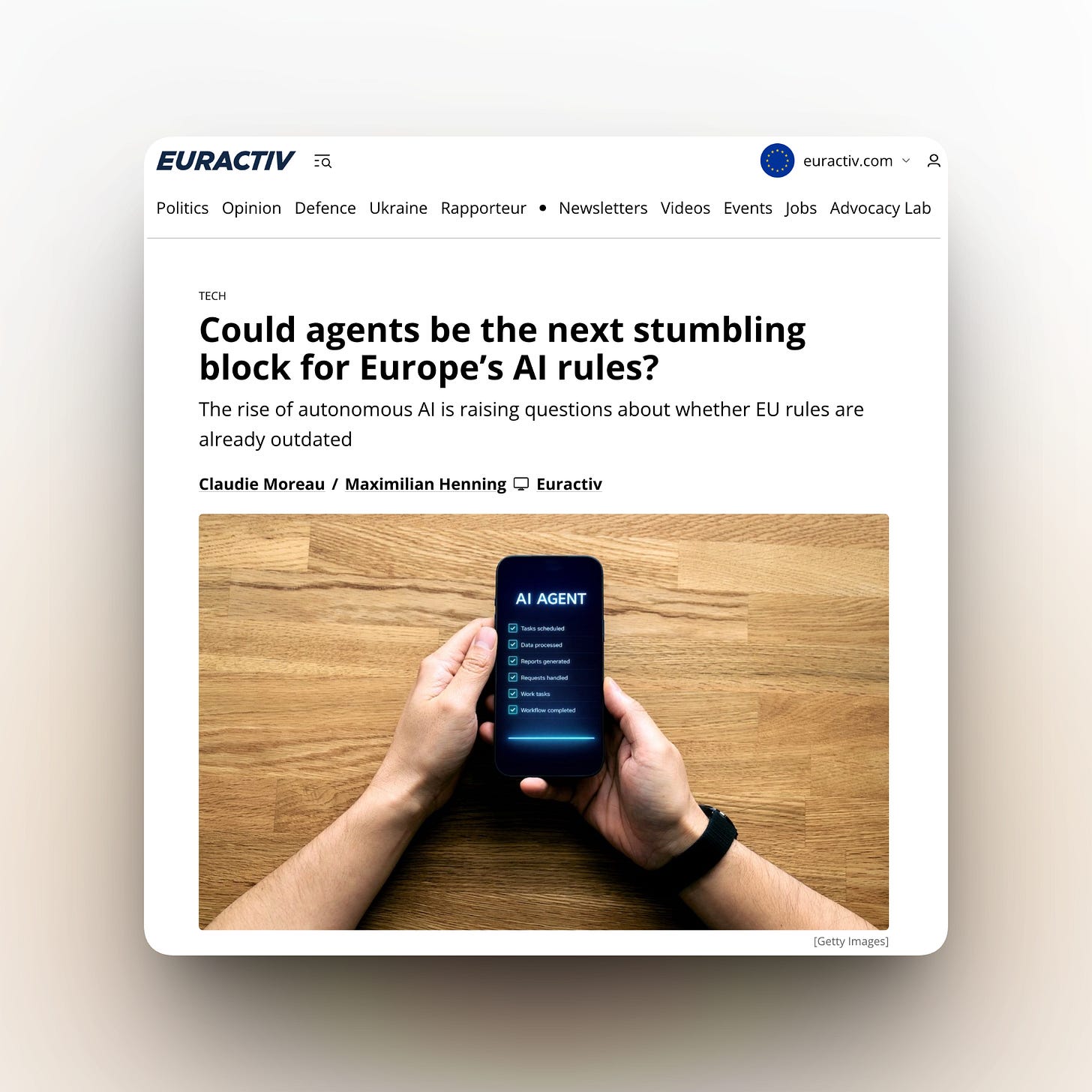 News article screenshot. The headline reads: