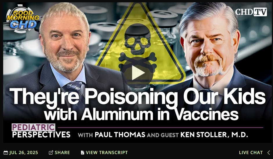 Pediatric Perspectives: They're Poisoning Our Kids with Aluminum in Vaccines. 