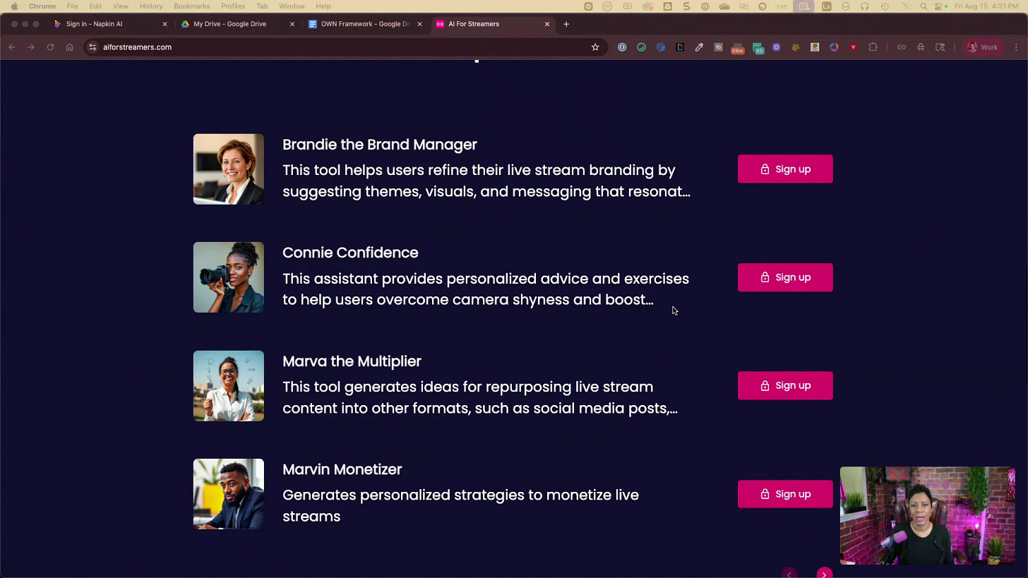 Tanya referencing 'I for streamers dot com' and services for streamers