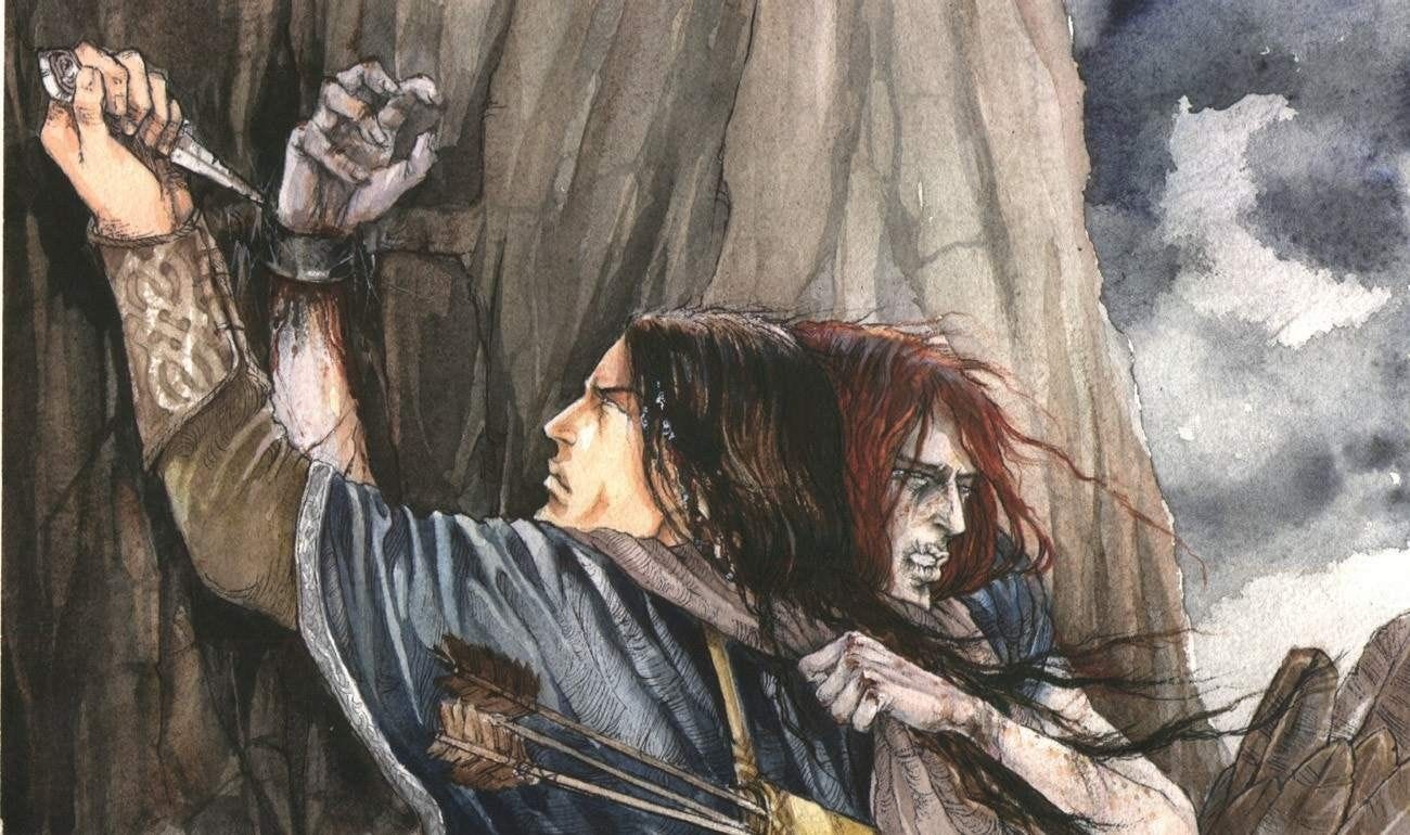 Maedhros getting rescued by Fingon from the cliffs at Thangorodrim ...