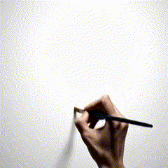 A hand drawing on a blank sheet of paper with a pencil.