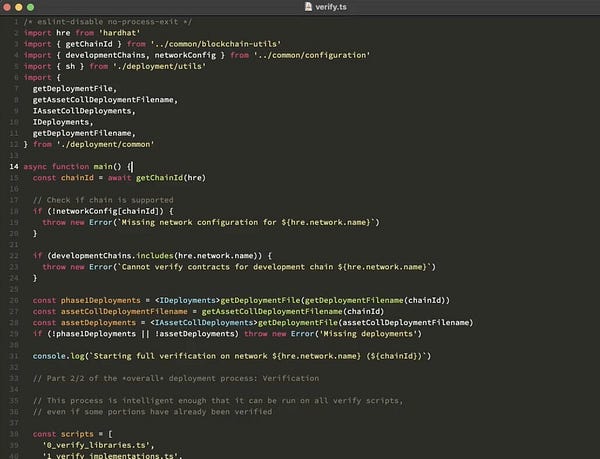 screenshot of part of our deployment script