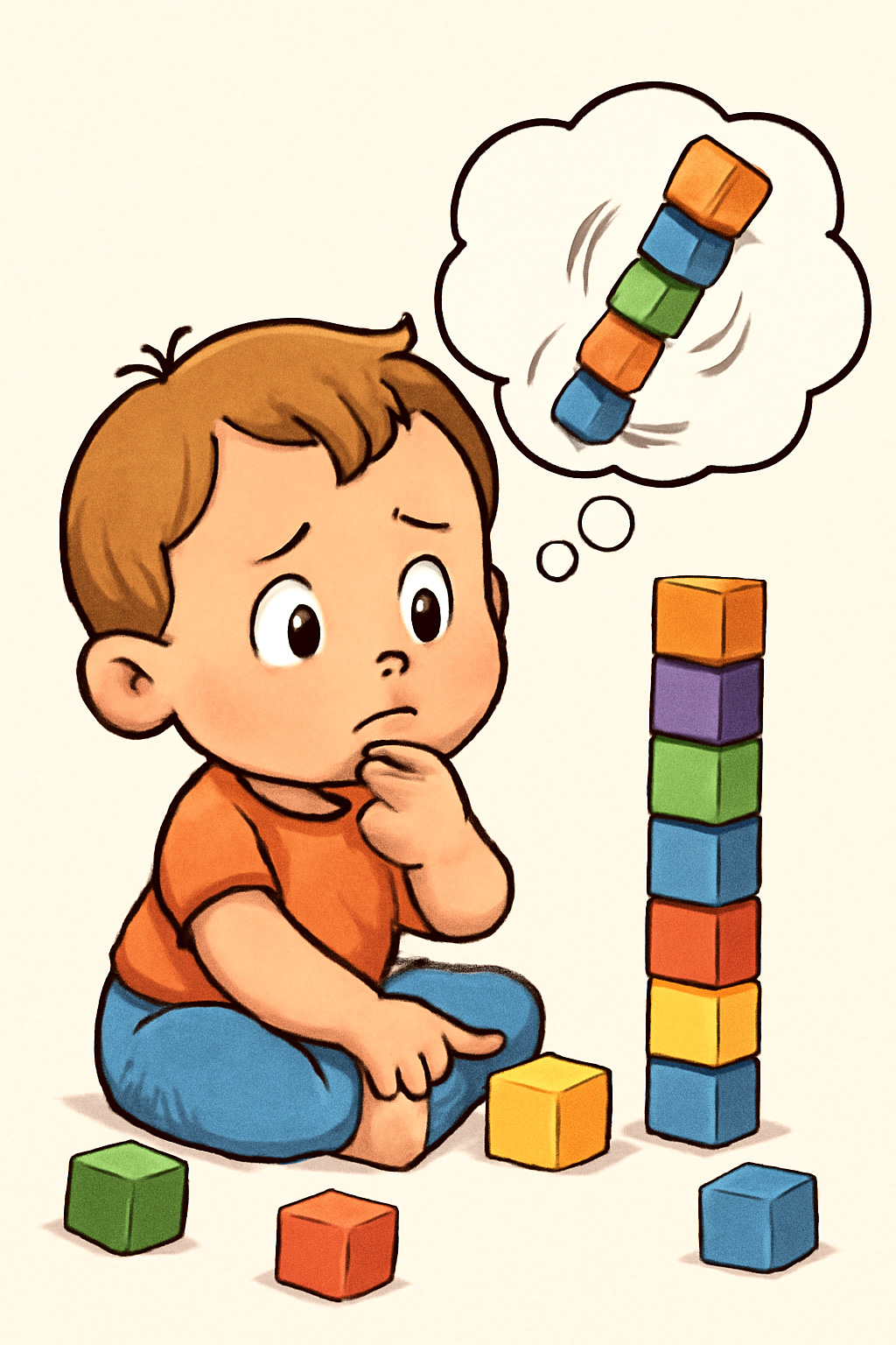 Child demonstrating foresight with building blocks