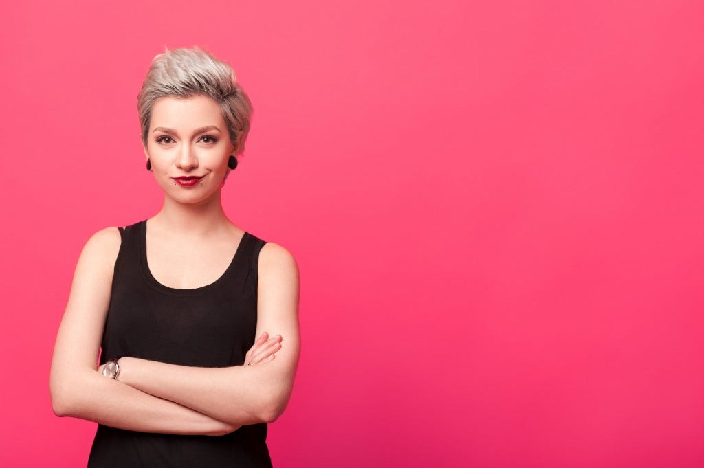 example look of an independent woman in technology