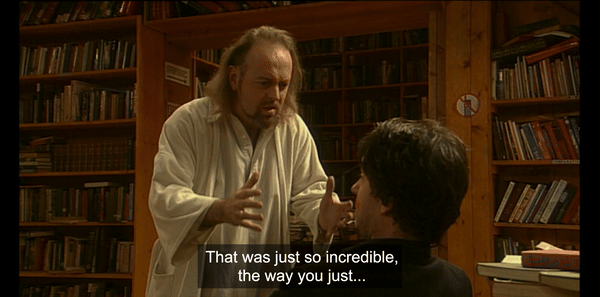 Manny thanking Bernard Black for taking a beating, presumambly for selfless reasons, but knowing Bernard it was actually for selfish reasons.