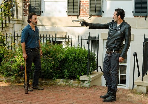 the walking dead negan pointing gun at rick the walking dead negan pointing gun at rick