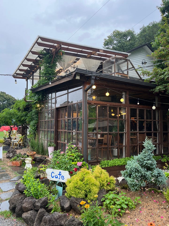 cafe exterior and pastries