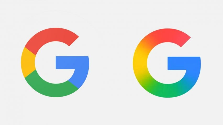 Graphic comparing old and updated Google G logo