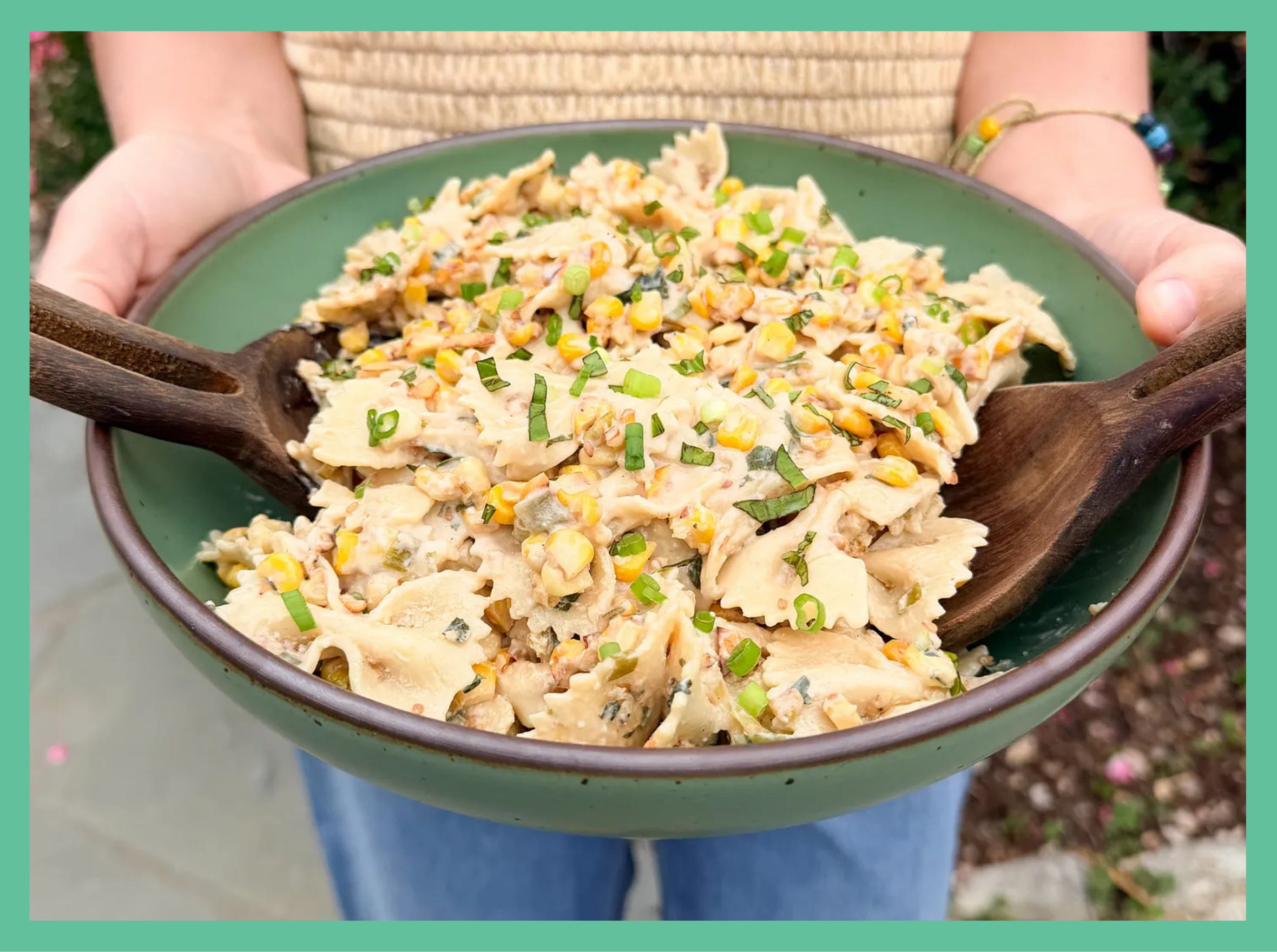 charred corn & green onion miso pasta salad