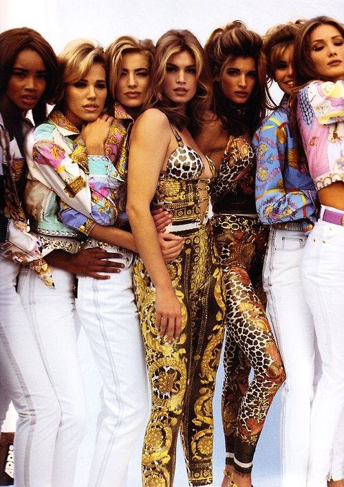 A photo of a selection of 90s supermodels.