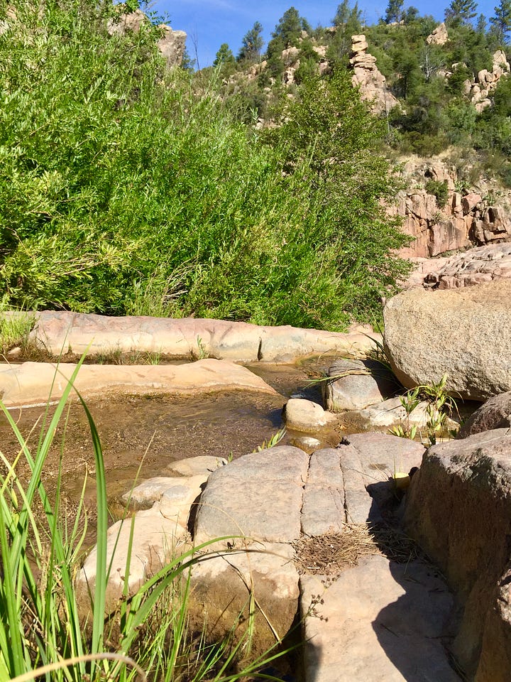 Payson AZ travel Admiring side falls and little cascades trickling through rocky cracks.