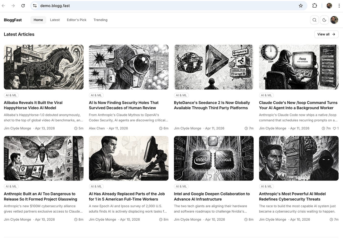 BloggFast demo website. Image by Jim Clyde Monge