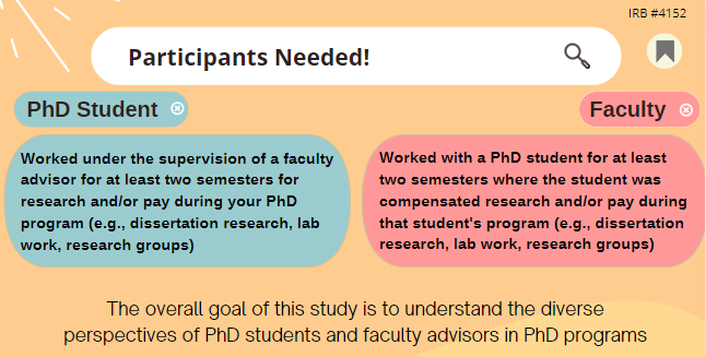 Image of part of my flyer describing what type of participant I need and how they may be eligible Image of part of my flyer describing what type of participant I need and how they may be eligible