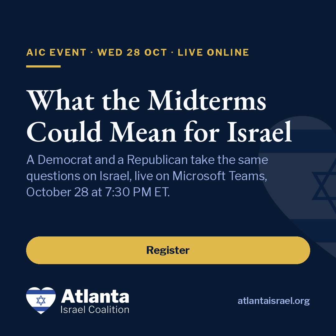 Atlanta Israel Coalition card — Joel Rubin is a Democrat. Joel Rayburn is a Republican. On October 28, Uri Zehavi puts the same questions to… Atlanta Israel Coalition card — Joel Rubin is a Democrat. Joel Rayburn is a Republican. On October 28, Uri Zehavi puts the same questions to…