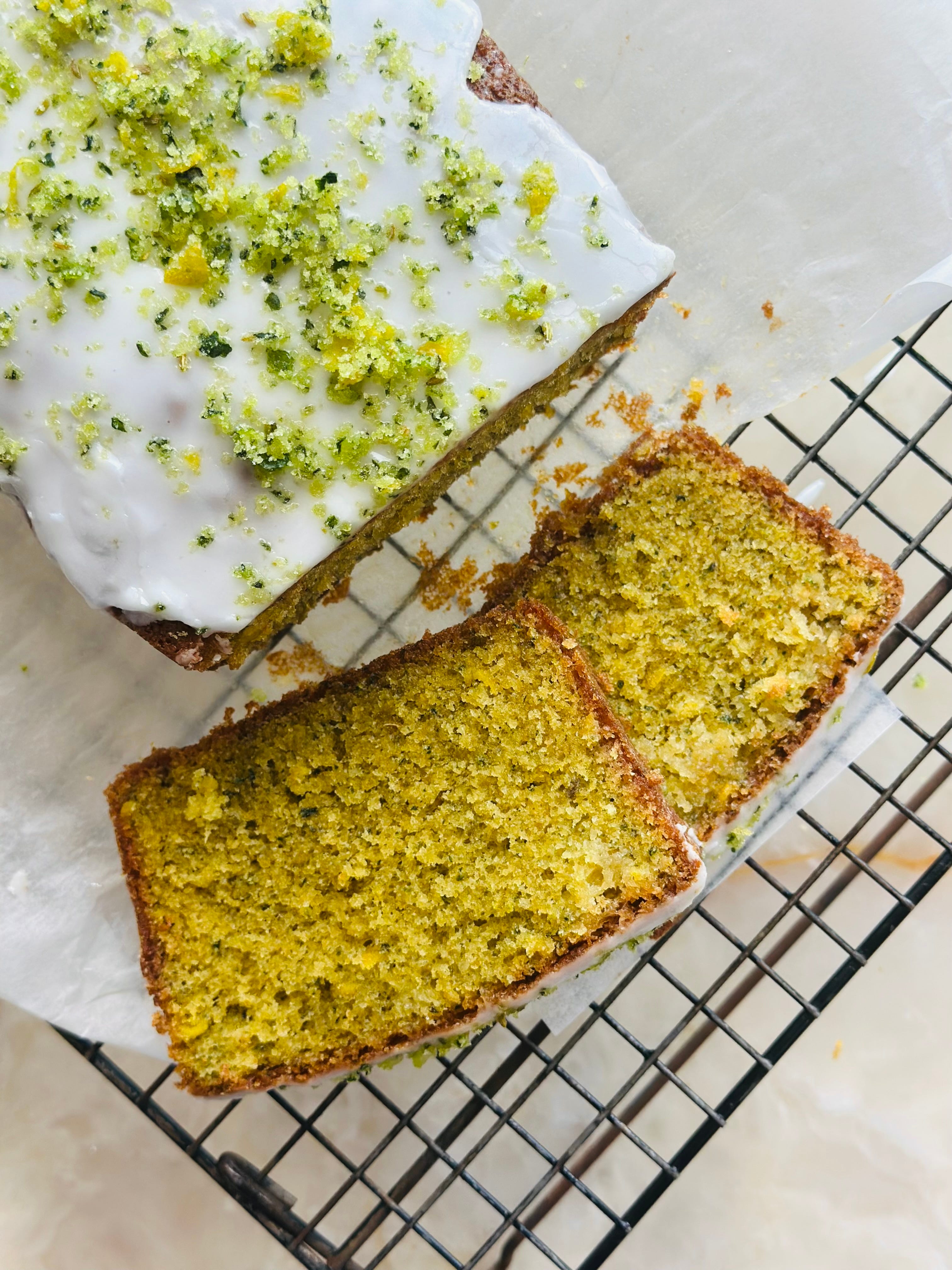 Lemon and basil drizzle cake & a herby sorbet