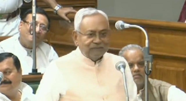 Bihar CM Nitish Kumar in state Assembly on Tuesday.