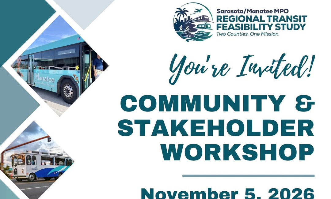 Sarasota/Manatee MPO Invites Public to November 5 Workshop on Regional Transit Improvements