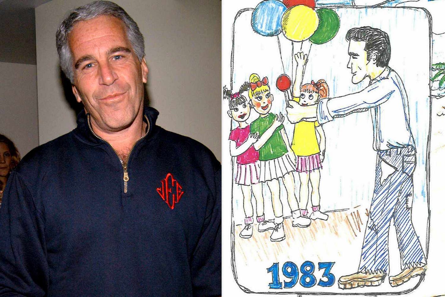 Jeffrey Epstein Birthday Book Features Drawing of Him Giving Young Girls  Balloons