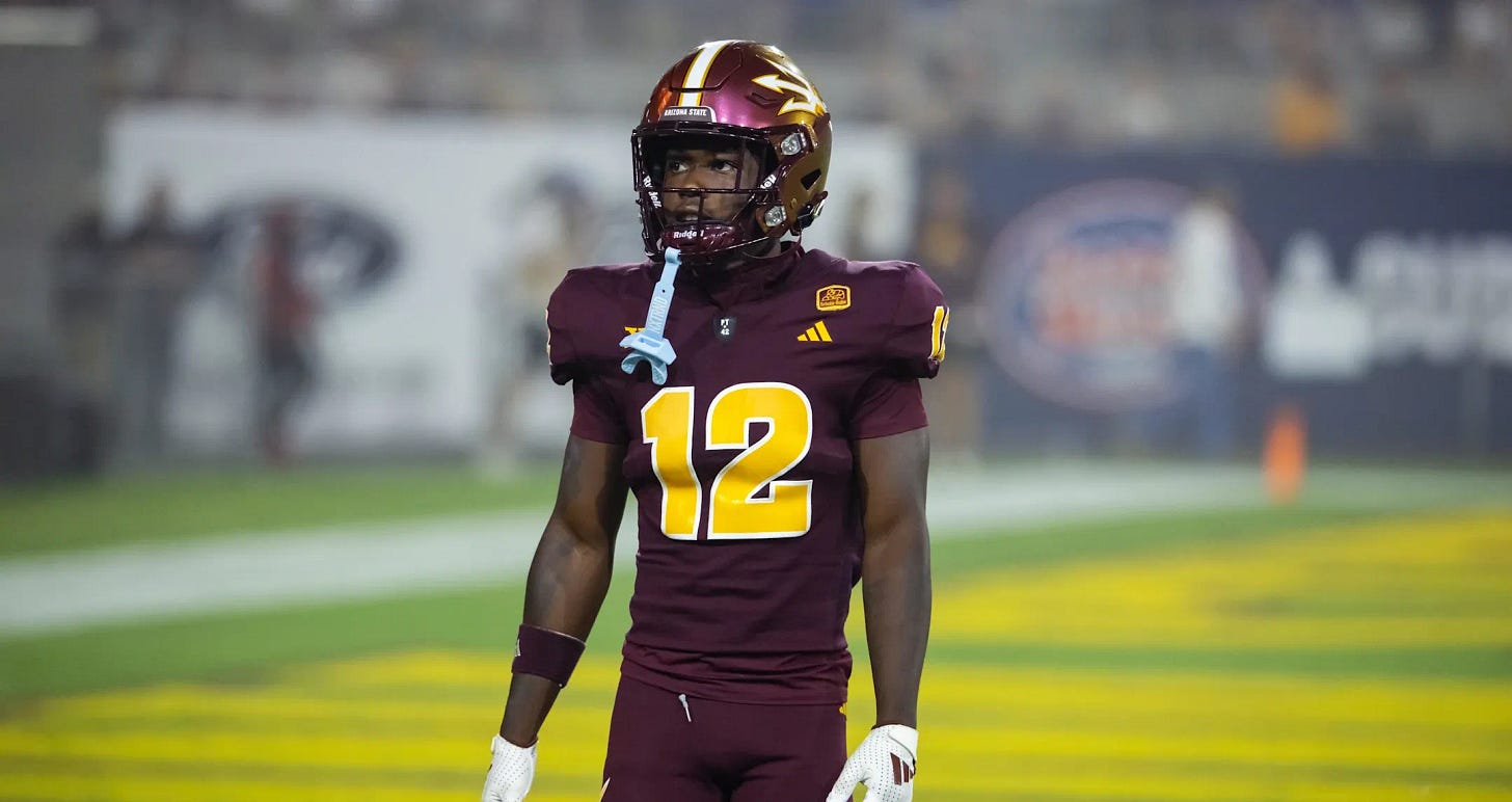 Arizona State Sun Devils cornerback Javan Robinson (12) against the Kansas Jayhawks.
