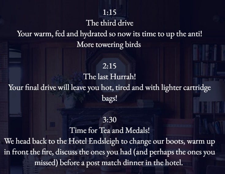 screenshot from endsleigh shoot website screenshot from endsleigh shoot website