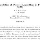 Computation of Discrete Logarithms in Prime Fields (Gaussian Integers Method used to break Sun Microsystems in 1991)