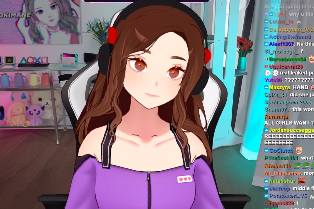 Pokimane debuting her VTubing avatar on Twitch.