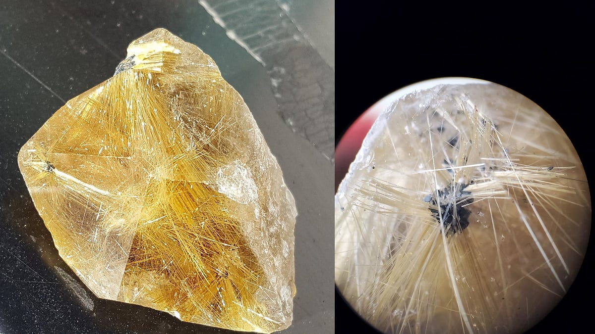 鉱物　Rutilated Quartz Rutilated quartz - by Richard I Gibson