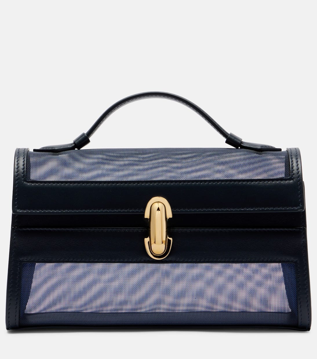 Symmetry leather-trimmed mesh tote bag | Savette