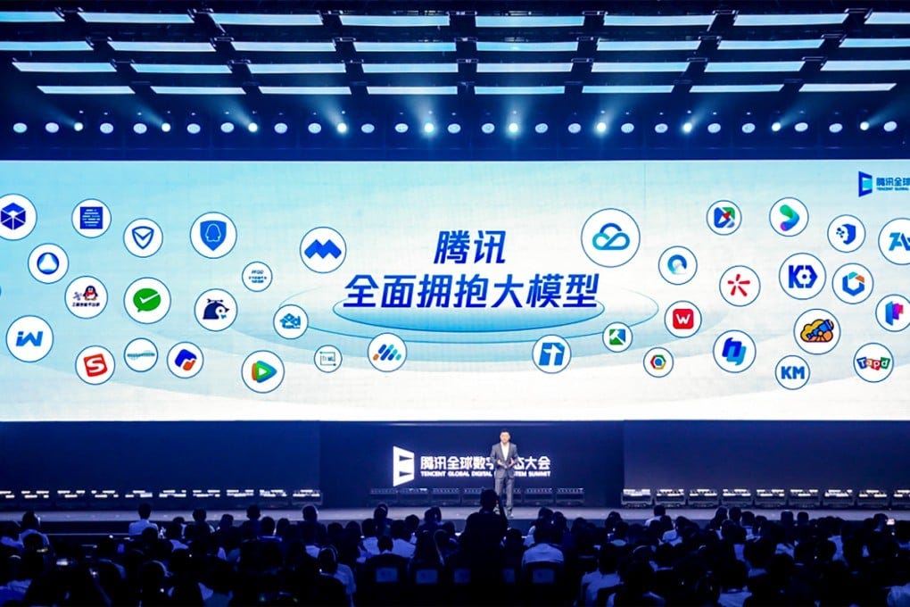 Tencent Holdings introduced its foundation artificial intelligence model called Hunyuan at the company’s Global Digital Ecosystem Summit in Shenzhen on September 7, 2023. Photo: Handout
