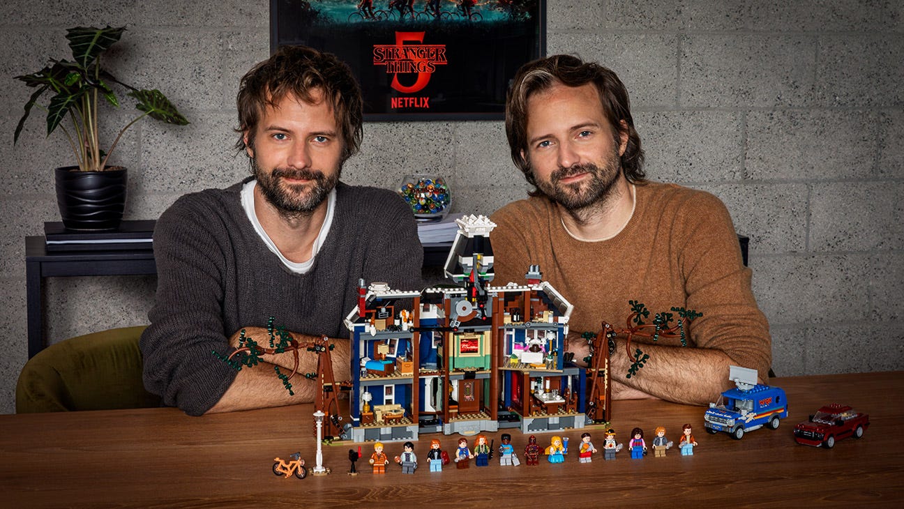 Duffer Brothers with Stranger Things Lego set Duffer Brothers with Stranger Things Lego set