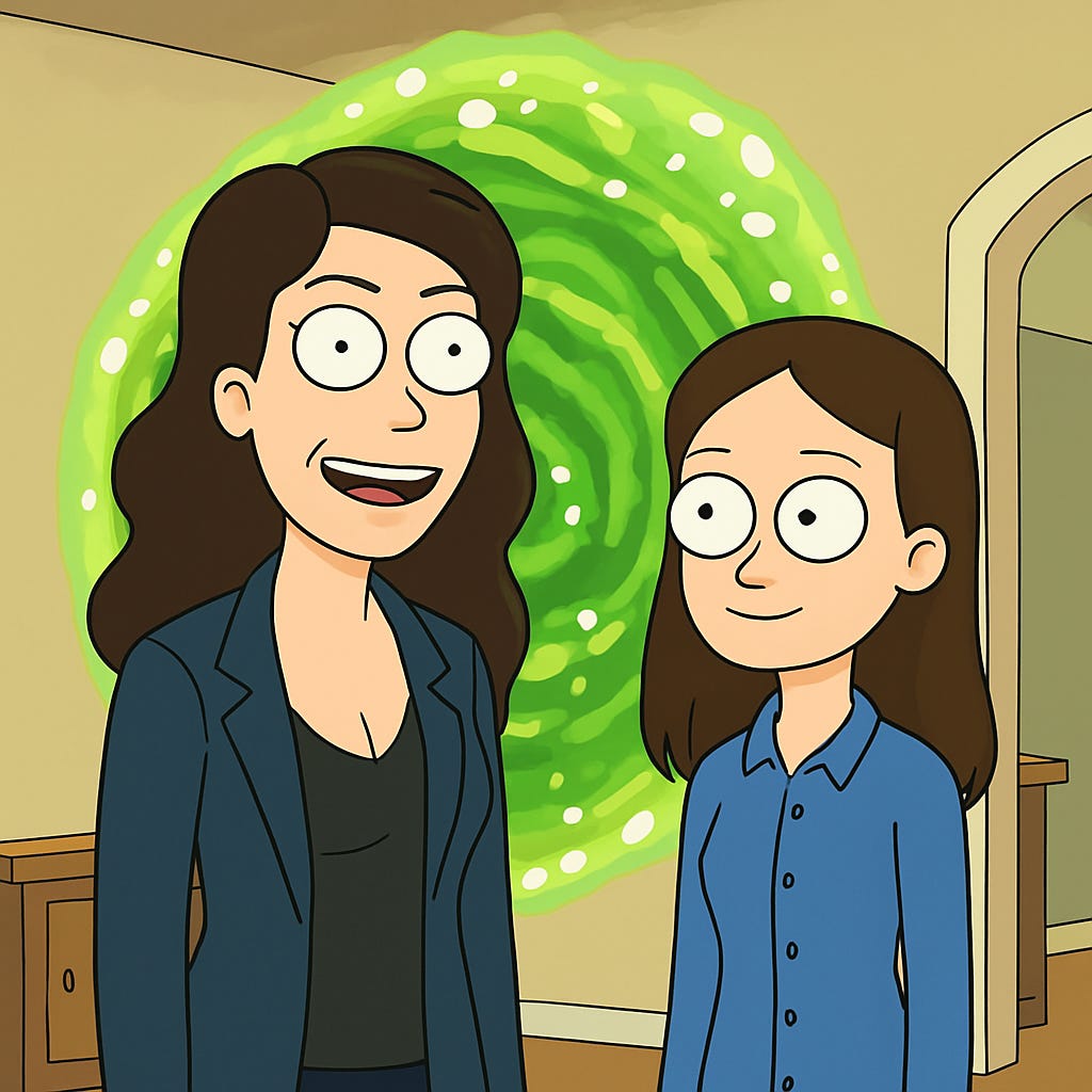 AI-Generated Fan Art Mashup of Lorelai Gilmore and Rory Gilmore as Rick and Morty characters  | rmrk*st | Remarkist Magazine