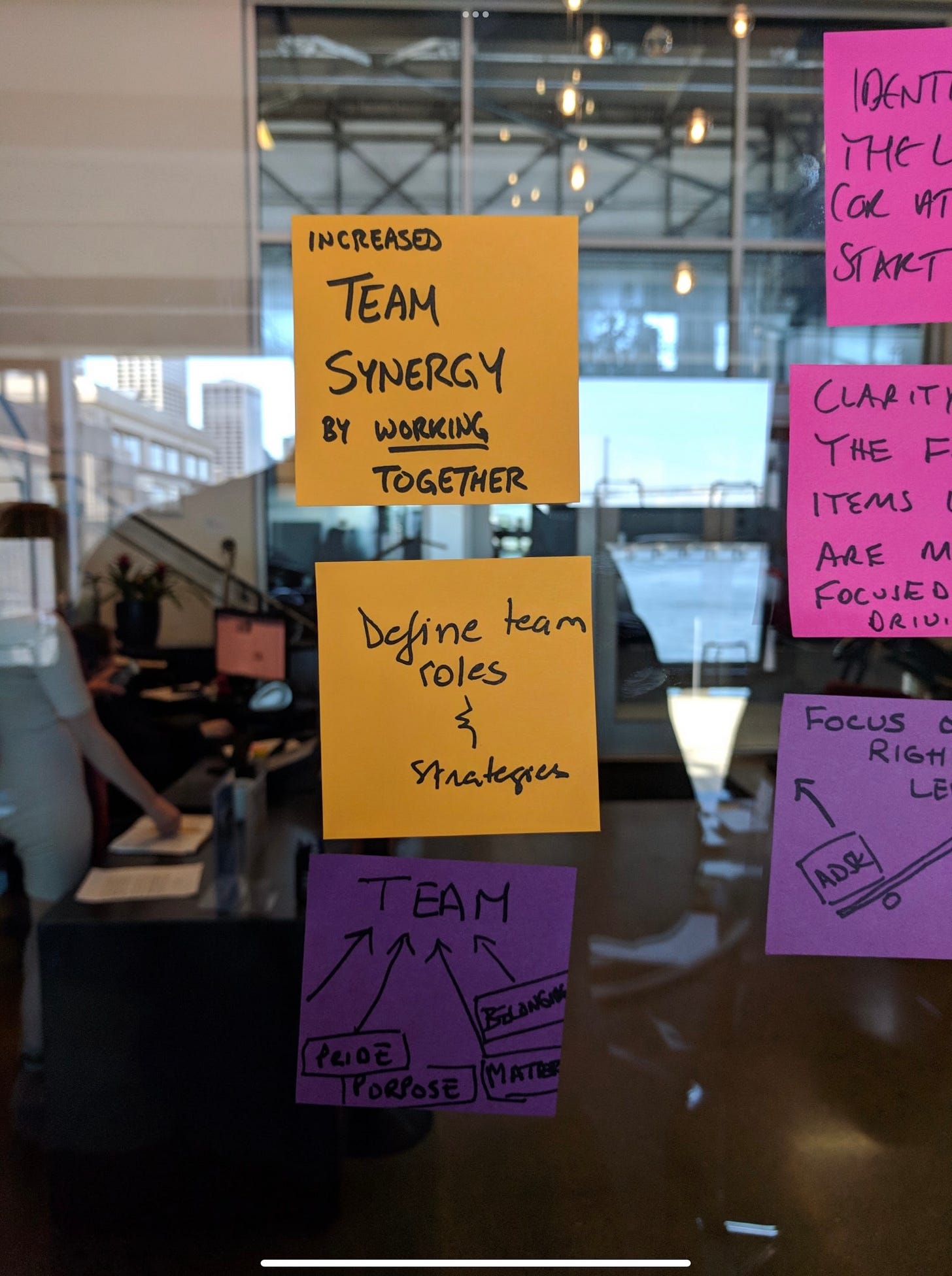 Stickies on an office window