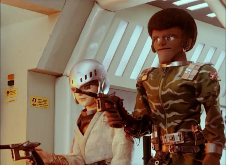 Shiro Hagen and Barry Hercules battle termoids aboard X Bomber