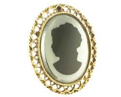 Vintage Glass Shadow Cameo Brooch ...
