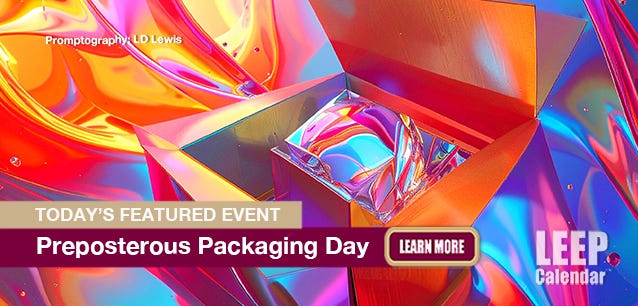Graphic of psychedelic preposterous packaging. Promptography: LD Lewis