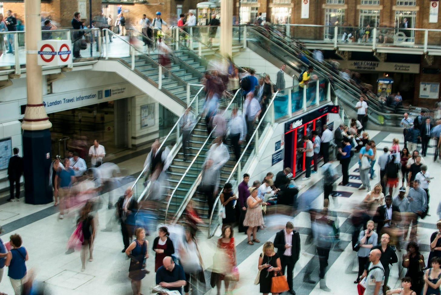 People walking quickly