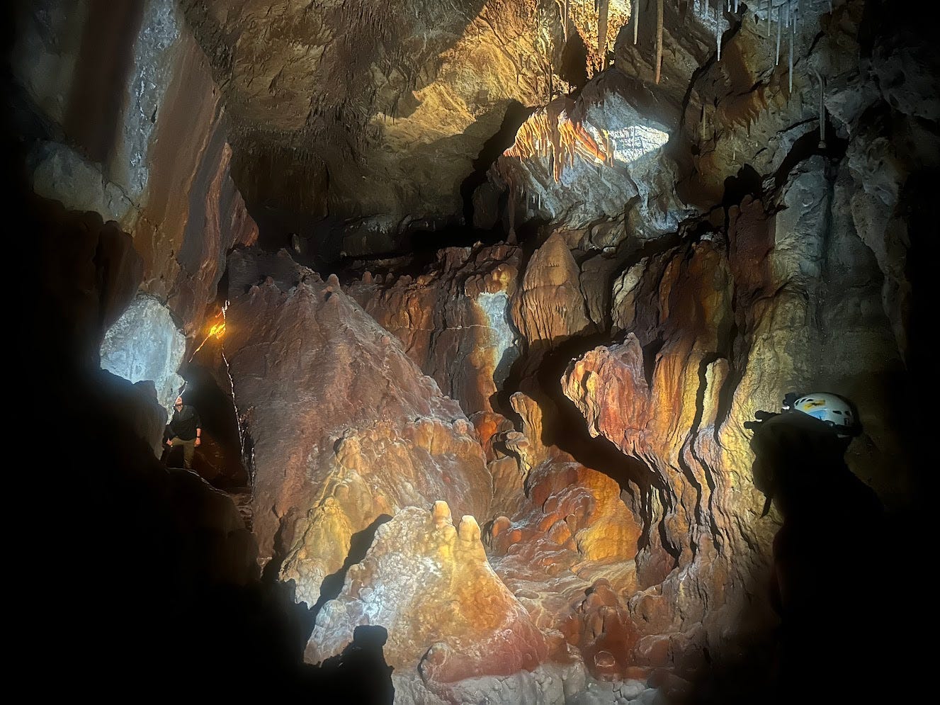 Pretty velvet flowstone in large passage Pretty velvet flowstone in large passage