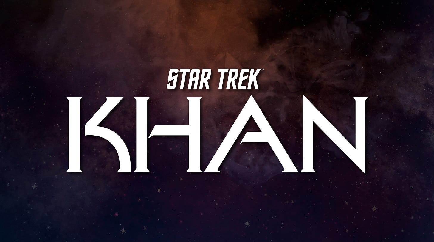 The words "Star Trek Khan" written in white over a gradient of brown and black