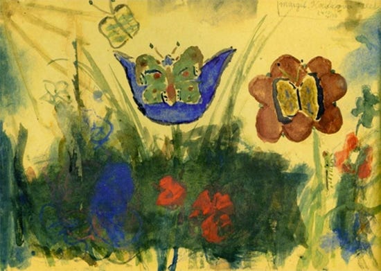 Butterly by Margit Koretz a student of Fredrika Dicker-Brandeis in the Theresienstadt concentration camp Butterly by Margit Koretz a student of Fredrika Dicker-Brandeis in the Theresienstadt concentration camp