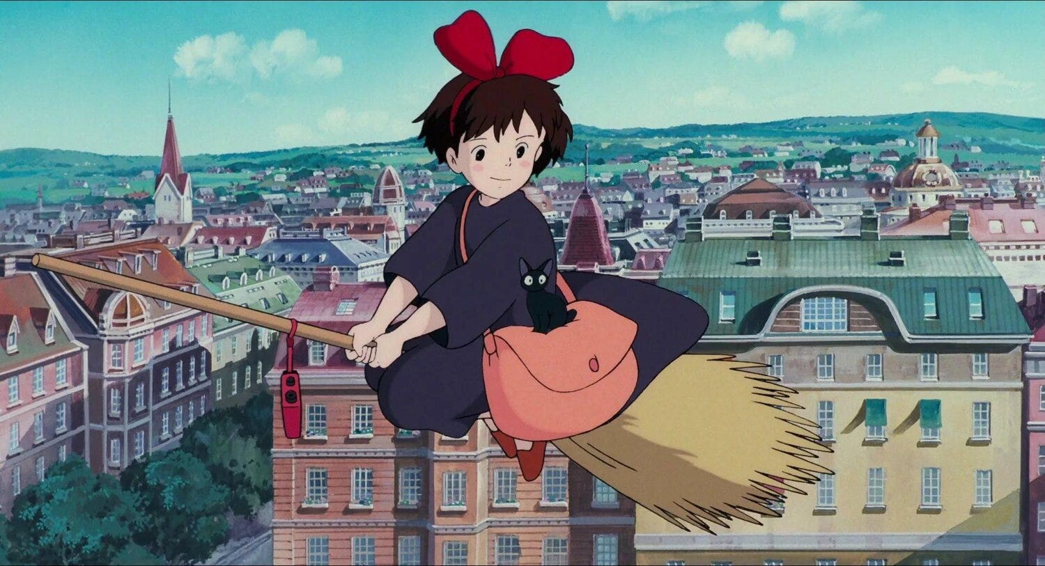 kiki's delivery service green dress Kiki Doll in Pink & Green Dress - Large Size Doll wIth Jiji, Radio and  Broom main image 0