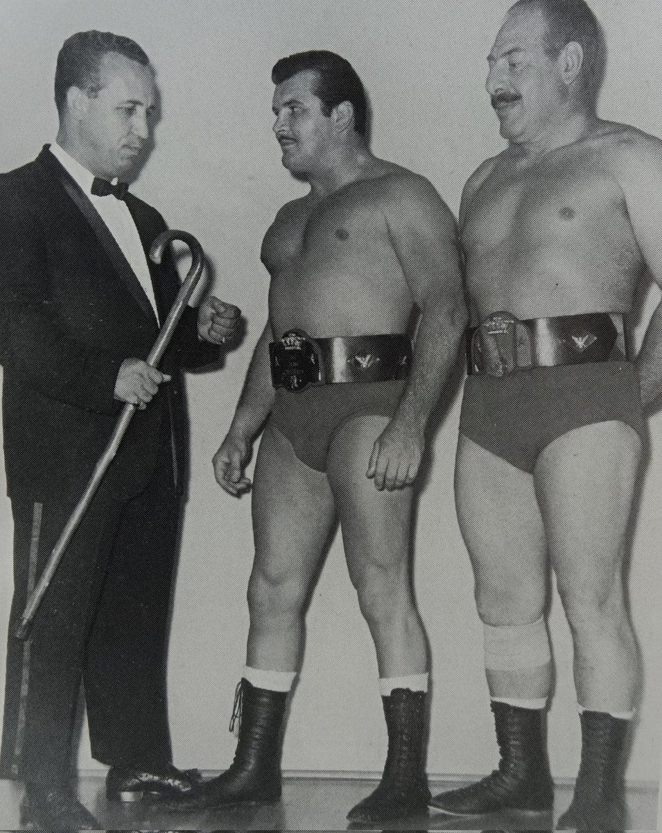 NWA Southern Tag Team Champions Bronco Lubich and Aldo Bogni with manager,Homer O'Dell back in 1967.O'Dell was a pure heat magnet as a manager at the time. NWA Southern Tag Team Champions Bronco Lubich and Aldo Bogni with manager,Homer O'Dell back in 1967.O'Dell was a pure heat magnet as a manager at the time.