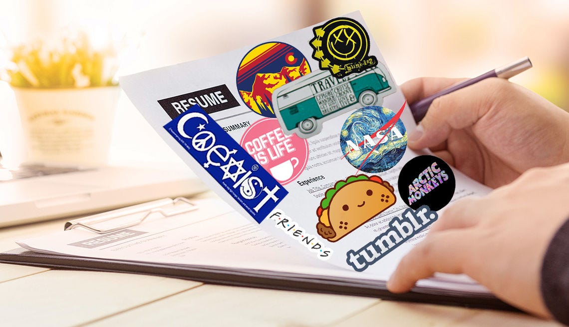 stickers on resume