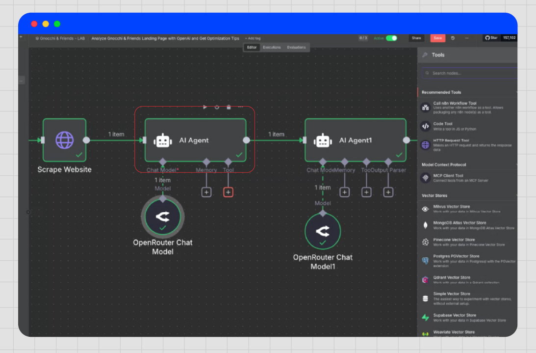 n8n workflow where AI agents analyze a scraped homepage using OpenRouter, showing how to audit any website in minutes with AI (2026). n8n workflow where AI agents analyze a scraped homepage using OpenRouter, showing how to audit any website in minutes with AI (2026).