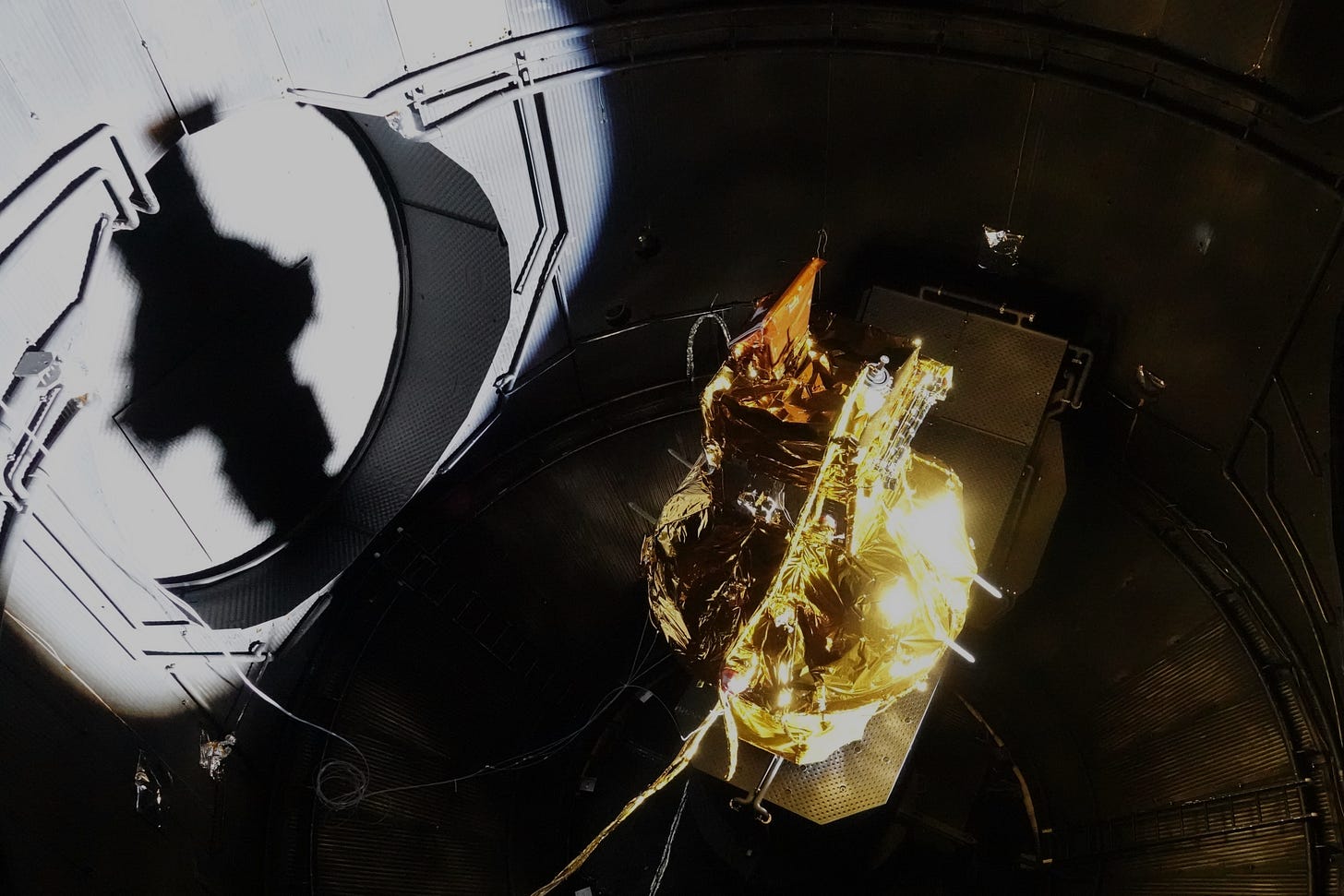 SMILE in the Large Space Simulator before it was sealed for testing. SMILE in the Large Space Simulator before it was sealed for testing.