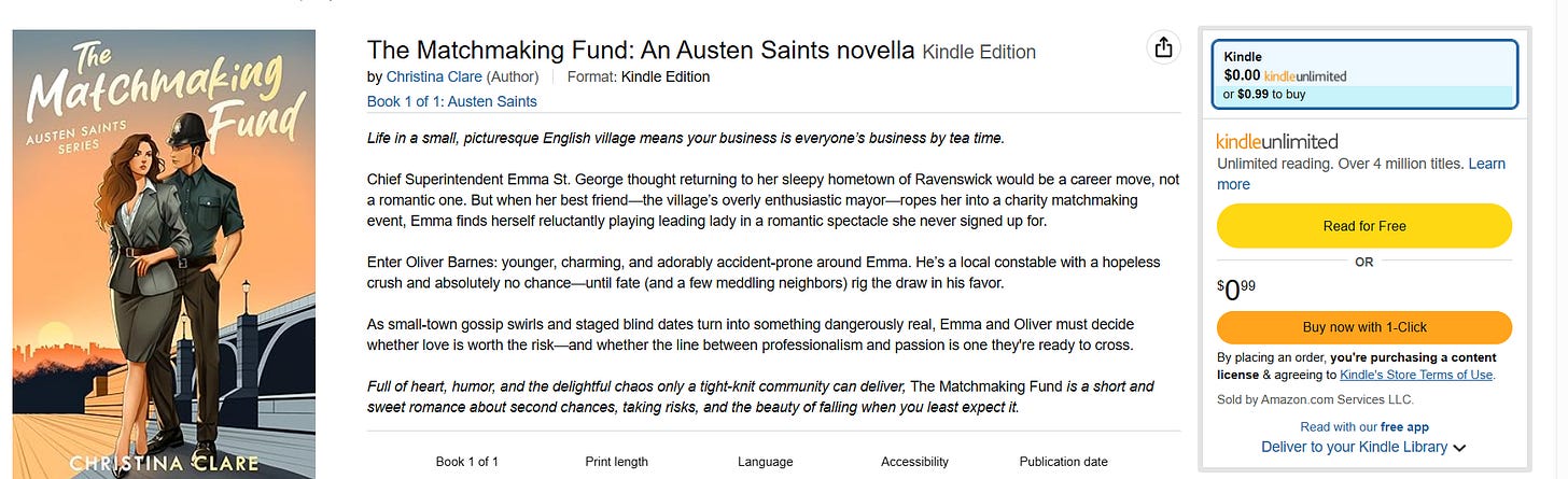 caption of The Matchmaking Fund on sale on Amazon