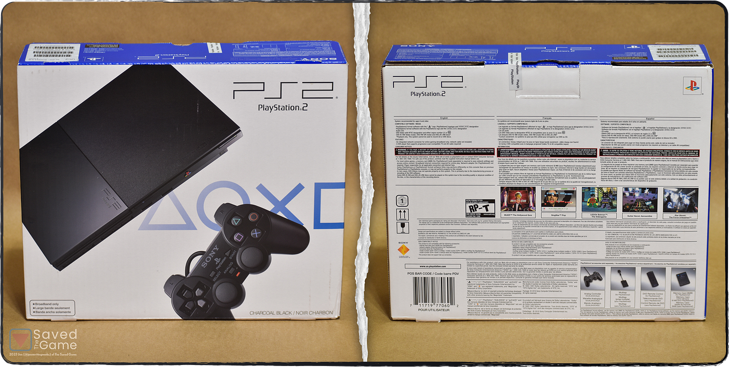 An image showing the the box for one of my Slim PS2 console, very similar to the same one I received on that Christmas morning back in 2005!