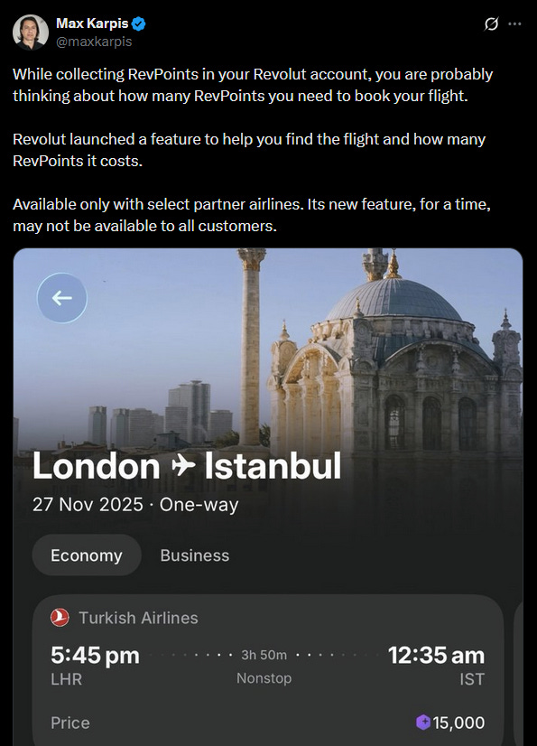 Screenshots from Max Karpis X account on Revolut features